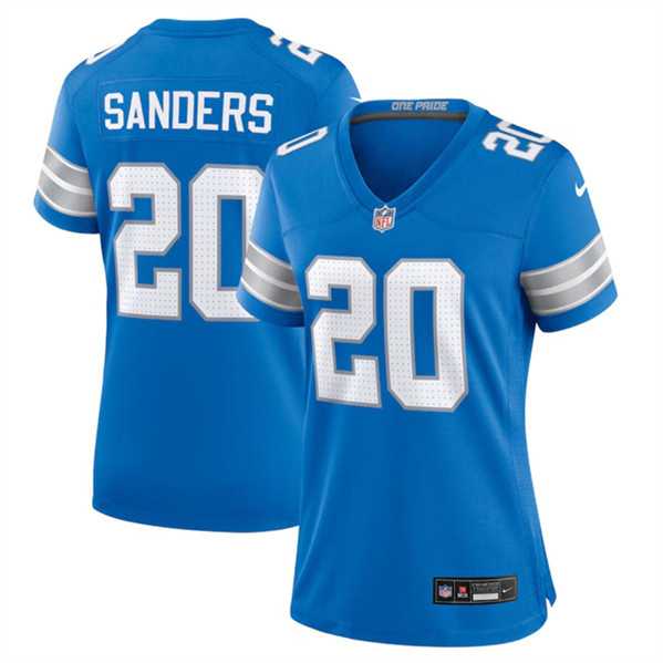 Women%27s Detroit Lions #20 Barry Sanders Blue Stitched Jersey Dzhi